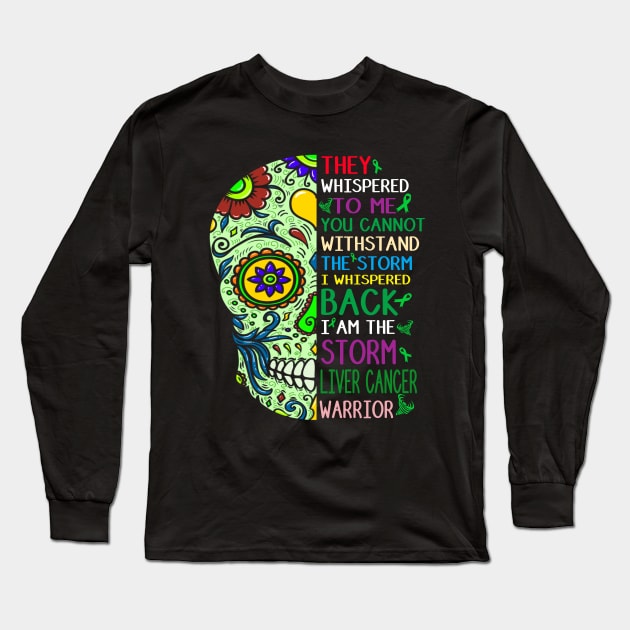 liver cancer skull warrior i am storm Long Sleeve T-Shirt by TeesCircle